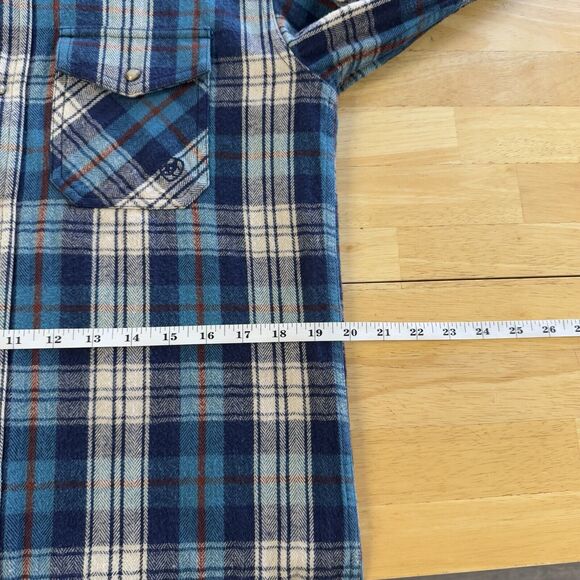 Ariat Huntleigh Retro Plaid Long Sleeve Snap Western Flannel Shirt Small Blue - Picture 12 of 14